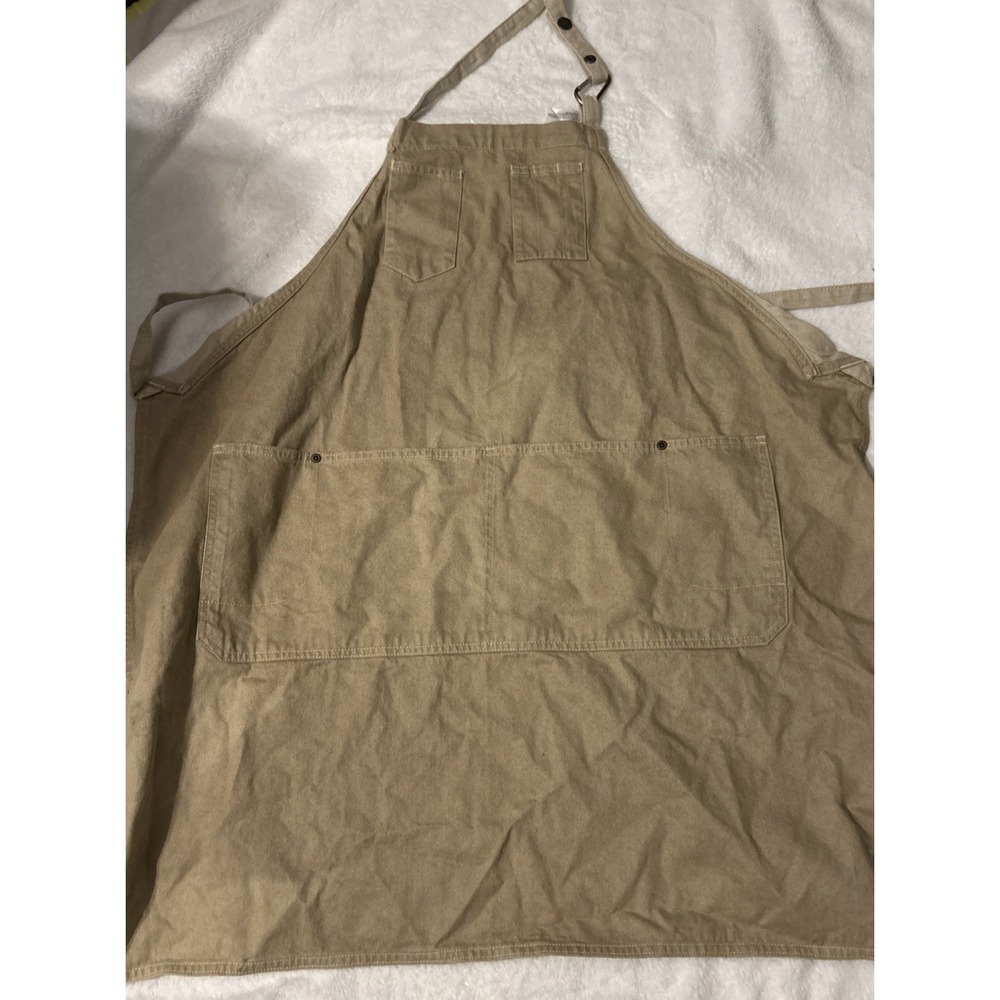 Chef Works Urban Collection Bib Apron Khaki Tan Canvas Workwear Pockets